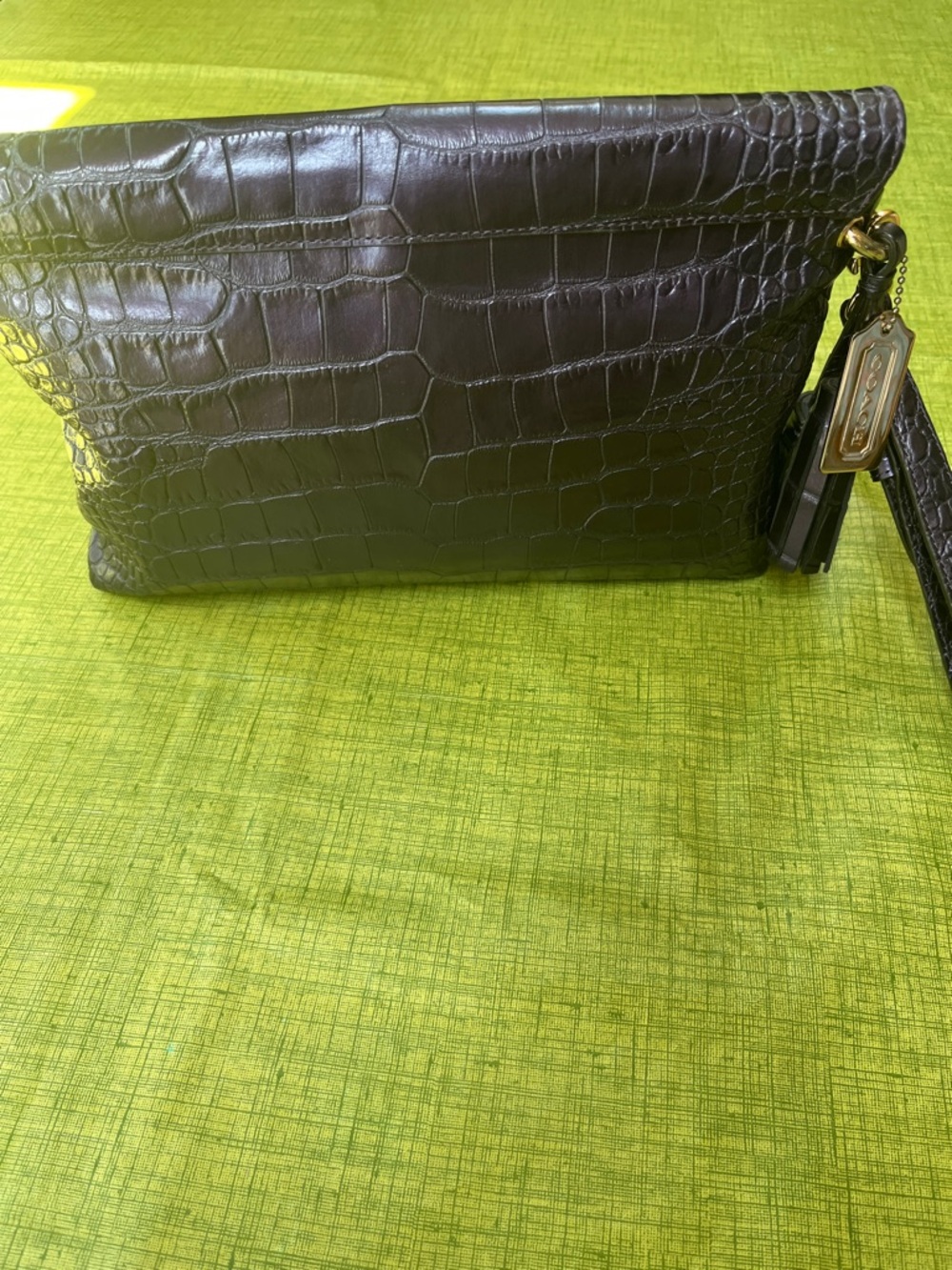Coach Purple Croc-Embossed Leather Clutch with Gold-Tone Hardware - Picture 2 of 7